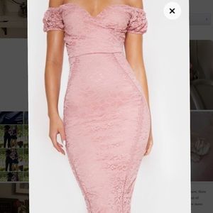 Dusty Pink Lace Midi Dress